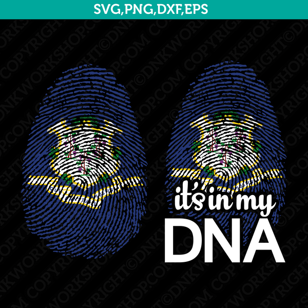 Connecticut Flag It's In My DNA Fingerprint SVG Vector Cricut Cut File Clipart Png Eps Dxf