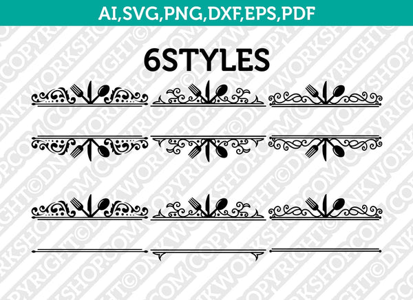Cooking Kitchen Monogram Frame SVG Cut File Cricut Vector Sticker Decal Silhouette Cameo Dxf PNG Eps