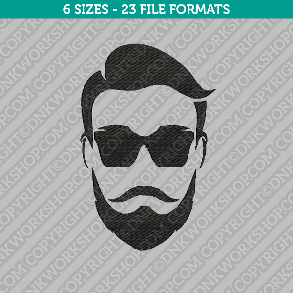 Gentlemen Man Face Embroidery Design - 6 Sizes - INSTANT DOWNLOAD 