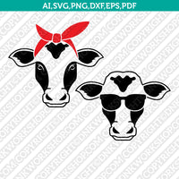 Cattle Calves Cow Farm Bandana Sunglasses SVG Vector Silhouette Cameo Cricut Cut File Clipart Dxf Png Eps