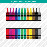 Crayon Teacher School Split Monogram SVG Silhouette Cameo Vector Cricut Cut File Clipart Png Eps Dxf