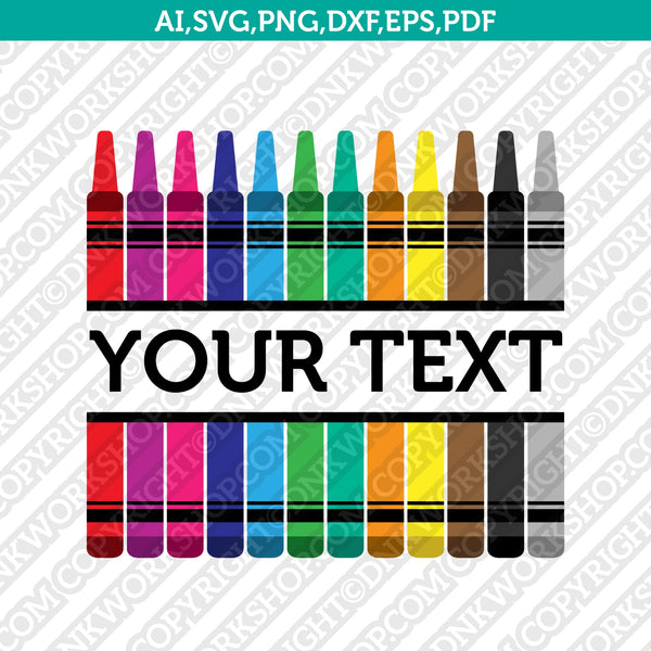 Crayon Teacher School Split Monogram SVG Silhouette Cameo Vector Cricut Cut File Clipart Png Eps Dxf