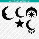 Crescent Moon Earring Svg Laser Cut File Silhouette Cameo Cricut Clipart Png Dxf Eps