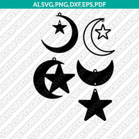 Crescent Moon Earring Svg Laser Cut File Silhouette Cameo Cricut Clipart Png Dxf Eps
