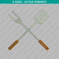 Crossed BBQ Barbecue Grill Fork and Spatula Embroidery Design - 6 Sizes - INSTANT DOWNLOAD 