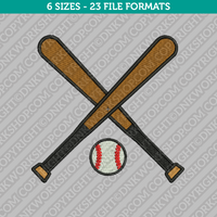 Crossed Baseball Bats Embroidery Design - 6 Sizes - INSTANT DOWNLOAD 