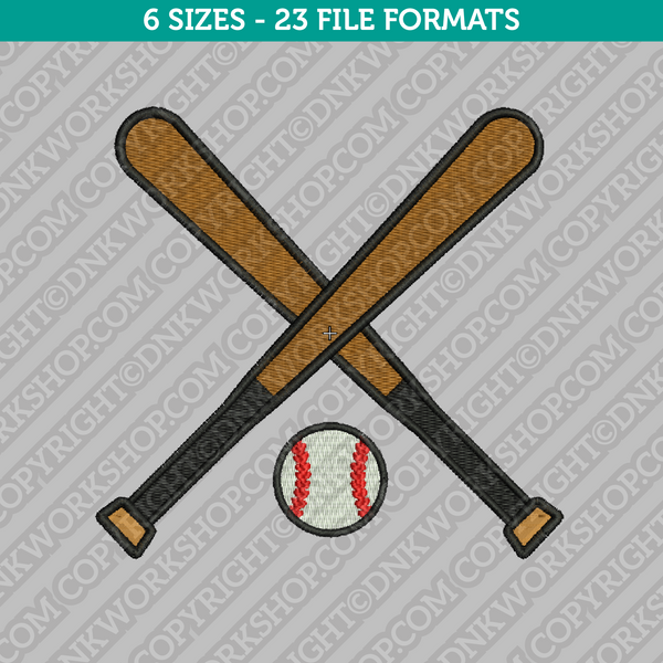 Crossed Baseball Bats Embroidery Design - 6 Sizes - INSTANT DOWNLOAD 