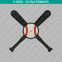 Crossed Baseball Bats Machine Embroidery Design - 6 Sizes - INSTANT DOWNLOAD 