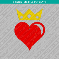 Crowned Heart Embroidery Design - 6 Sizes - INSTANT DOWNLOAD