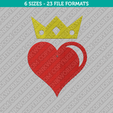 Crowned Heart Embroidery Design - 6 Sizes - INSTANT DOWNLOAD