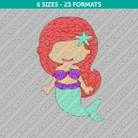 Cute Mermaid Embroidery Design