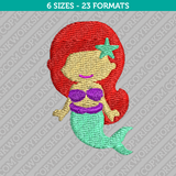 Cute Mermaid Embroidery Design