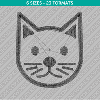 Cute Cat Head Embroidery Design