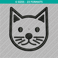 Cute Cat Head Embroidery Design