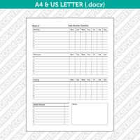 Daily Checklist Template Editable Microsoft Word | A4 & US Letter