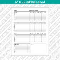 Editable Daily Checklist Template Microsoft Word | A4 & US Letter