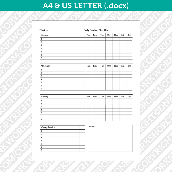 Editable Daily Checklist Template Microsoft Word | A4 & US Letter