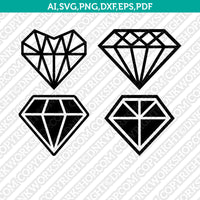 Diamond Gemstone Gem Jewelry Jewel Emerald Crystal SVG Cut File Vector Cricut Silhouette Cameo Clipart Png Dxf Eps