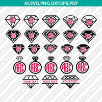 Diamond Split Monogram Frame Gemstone Gem Jewelry Jewel Emerald Crystal SVG Cut File Vector Cricut Silhouette Cameo Clipart Png Dxf Eps