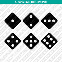 Dice Earring Template SVG Laser Cut File Cricut Vector Silhouette Cameo Dxf PNG Eps