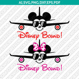 Disney Bound Mickey Mouse Minnie Mouse Airplane SVG Cut File Vector Cricut Silhouette Cameo Clipart Png Dxf Eps