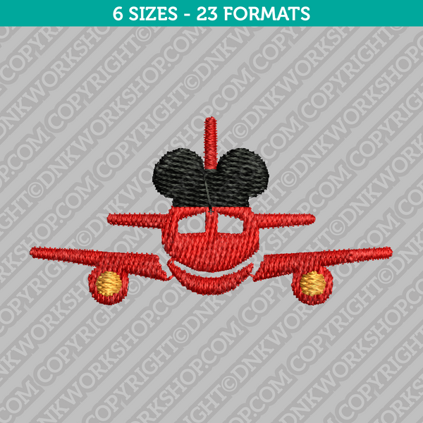 Disney Bound Mickey Mouse Airplane Machine Embroidery Design