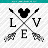Disney Minnie Mickey Love Crossed Arrow SVG Cricut Cut File Clipart Png Eps Dxf Vector