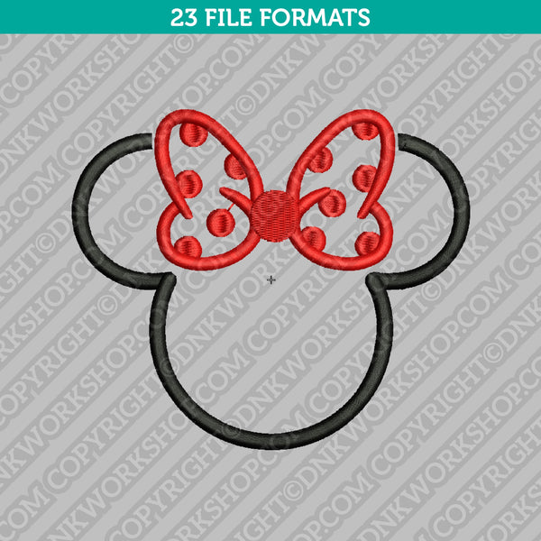 Disney Minnie Mouse Head Ears Embroidery Design - 5 Sizes - INSTANT DOWNLOAD 