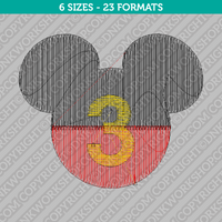 Disney Mickey Mouse Third 3rd Birthday Embroidery Design