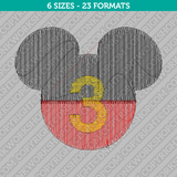 Disney Mickey Mouse Third 3rd Birthday Embroidery Design