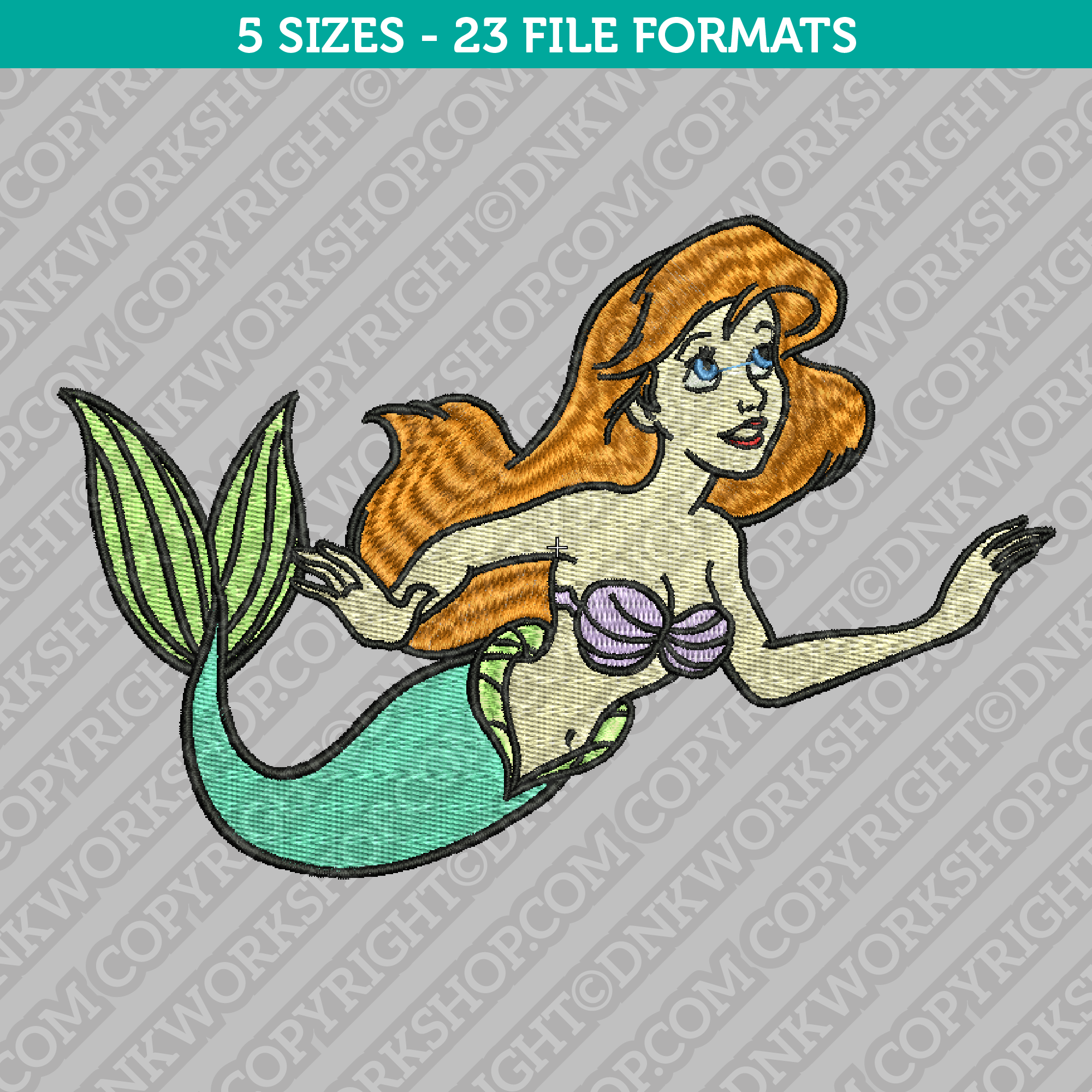 Disney Princess Ariel The Little Mermaid Embroidery Design - 4 Sizes - –  DNKWorkshop