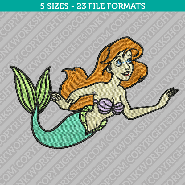 Disney Princess Ariel The Little Mermaid Embroidery Design - 4 Sizes - INSTANT  DOWNLOAD 