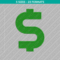 Dollar Symbol Currency Sign Embroidery Design - 5 Sizes - INSTANT DOWNLOAD