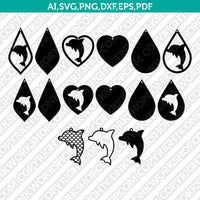 Dolphin Earring Template SVG Laser Cut File Vector Cricut Silhouette Cameo Clipart Png Dxf Eps