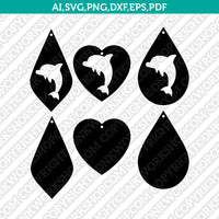 Dolphin Earring Template SVG Laser Cut File Vector Cricut Silhouette Cameo Clipart Png Dxf Eps