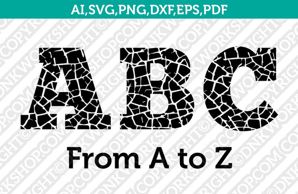 Drought Crack Letter Font Alphabet SVG Vector Silhouette Cameo Cricut Cut File Clipart Png Dxf Eps