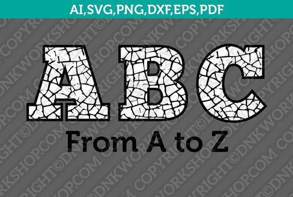 Drought Crack Letter Font Alphabet SVG Vector Silhouette Cameo Cricut Cut File Clipart Png Dxf Eps