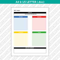 Editable SWOT ANALYSIS Template Printable Word | A4 & US Letter.