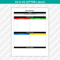 Editable SWOT ANALYSIS Template Microsoft Word | A4 & US Letter