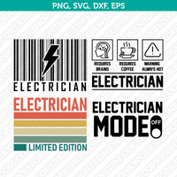 Electrician SVG T-Shirt Cut File Circut Silhouette Cameo Clipart Png Eps Dxf