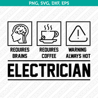 Electrician SVG T-Shirt Cut File Circut Silhouette Cameo Clipart Png Eps Dxf