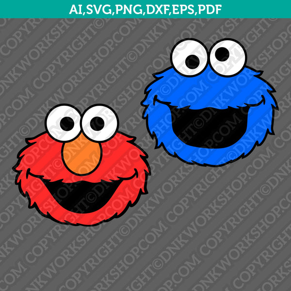 Elmo Cookie Monster Face Sesame Street SVG Sticker Decal