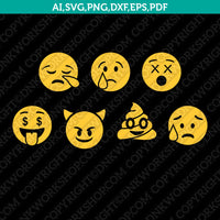 Emoji Emoticon SVG Cut File Vector Cricut Silhouette Cameo Clipart Png Dxf Eps