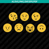 Emoji Emoticon SVG Cut File Vector Cricut Silhouette Cameo Clipart Png Dxf Eps