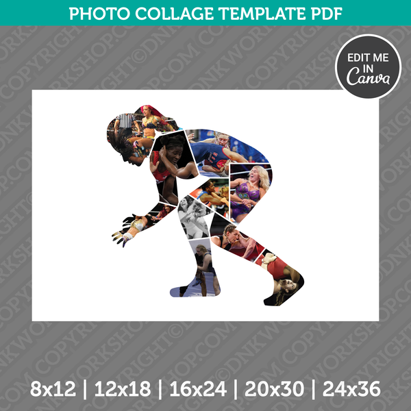 Female Wrestler Photo Collage Template Canva PDF