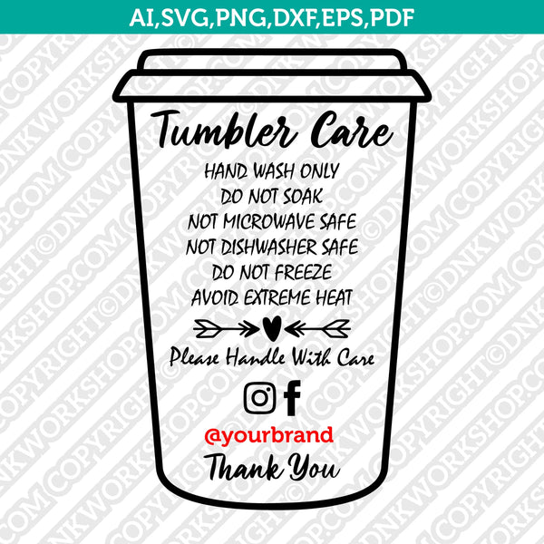 Floral Cup Care Instruction Cards Instant Download,vinyl Tumbler /mug Care  Instruction Card Template Instant Download 