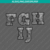 Fingerprint Letters Font Alphabet SVG Cut File Vector Silhouette Cameo Cricut Clipart Png Dxf Eps