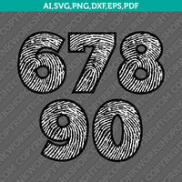 Fingerprint Numbers SVG Cut File Vector Silhouette Cameo Cricut Clipart Png Dxf Eps