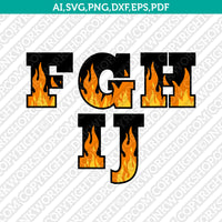 Blaze Flame Fire Burn Burning Hell Letter Font Alphabet SVG Cut File Cricut Vector Sticker Decal Silhouette Cameo Dxf PNG Eps