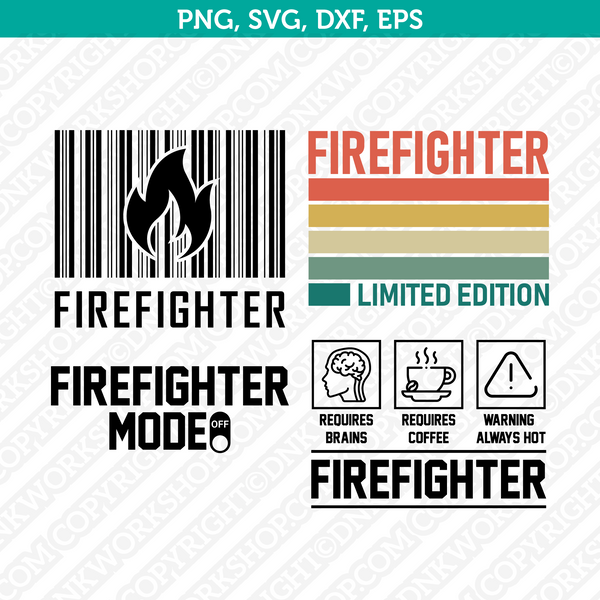 Fire Fighter SVG T-Shirt Cut File Circut Silhouette Cameo Clipart Png Eps Dxf